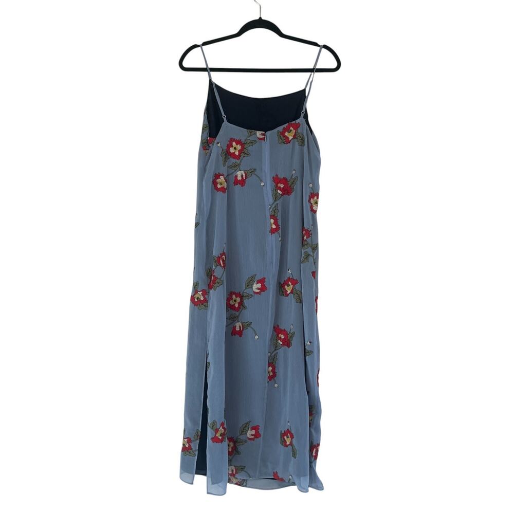Rag & Bone Joelene Crepon Embroidered Floral Slip Dress Light Blue Size 8 - Picture 4 of 10